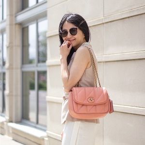 Coach Madison Crossbody Brass Light Coral NWT Quilted Leather